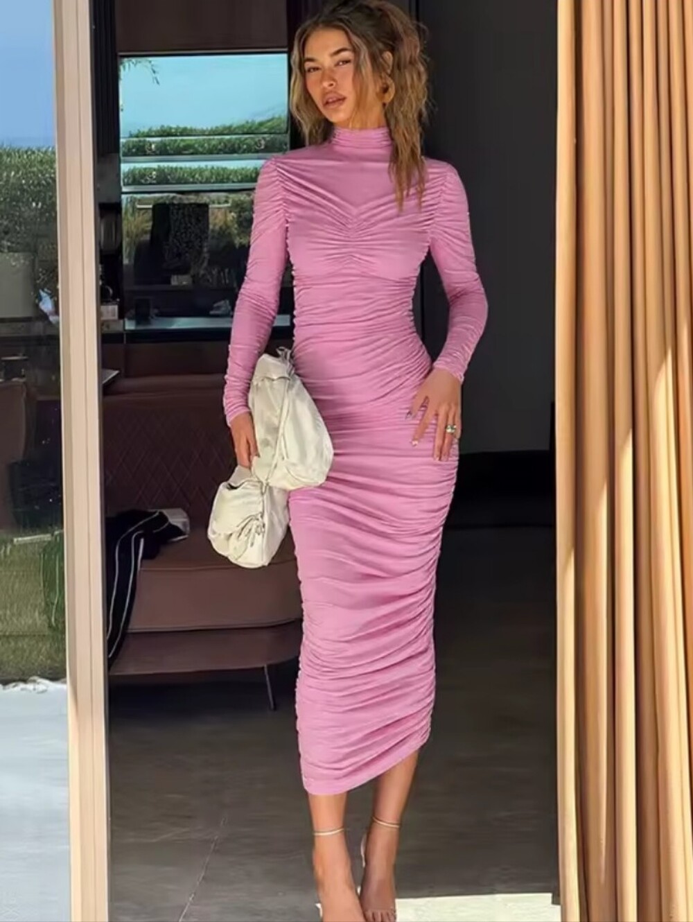 Women's New Solid Temperament Turtleneck Dress